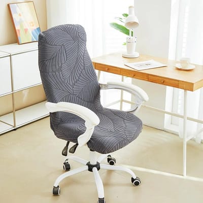Jacquard Bureaustoelhoes Computerstoelhoezen Elastische Bureau Funda Silla Escritorio Stoelzitting Slipcovers voor Speel- Gamekamer L gray