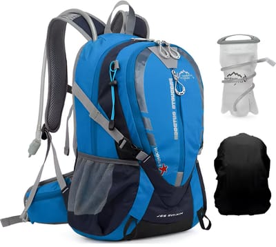 CarryQuest® - 25L Hydratatie Rugzak - Polyester Fiets- & Wandelrugzak met 2L Waterzak, Regenhoes, Drinksysteem, Rugventilatie & Front-/Toploader - 45x30x19 cm - Blauw