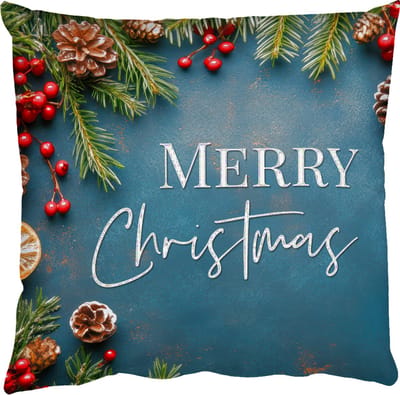 Sierkussens - Kussentjes Woonkamer - 50x50 cm - Merry Christmas - Blauw - Kerst - Winter - Kerstdecoratie voor binnen - Kerstversiering woonkamer decoratie - Kerstmis versiering in huis - Christmas decorations - Kerstaccessoires