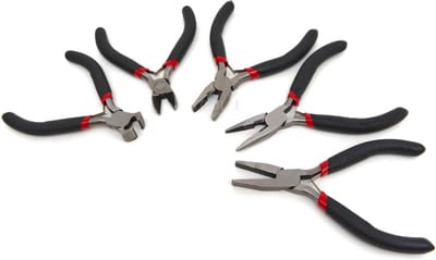 HBM 5-delige tangenset in etui | combinatietang, langbektang, naaldneustang recht en schuin, zijkniptang