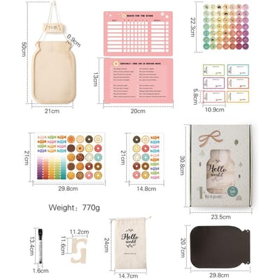 Jouets Montessori pour Bébé Enfants Pot à Récompenses en Bois Accessoires Éducatifs Personnalisés Bouteille d'Enregistrement des Récompenses Jouets Tranches de Beignet Étoile Pâte à Modeler