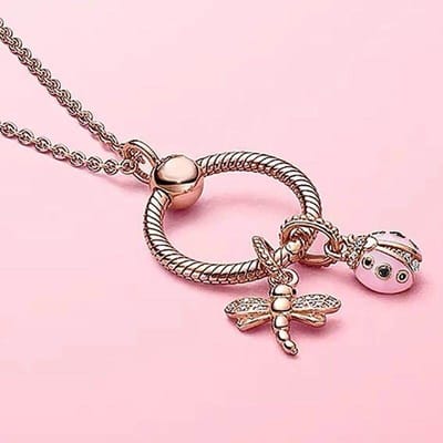 925 Sterling Zilver Pan Roségoud Insect Libel Letter O Hanger Ketting Vrouwelijk Voor Vrouwen Bruiloft Mode Sieraden gray