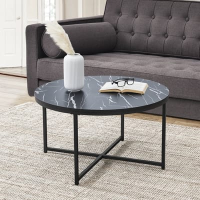 Salontafel Uppvidinge 45xØ80 cm marmer look zwart
