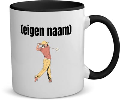 Akyol - golfer man met eigen naam koffiemok - theemok - zwart - Golf - golfers - leuk cadeau voor iemand die houdt van golfen - cadeau - kado - 350 ML inhoud