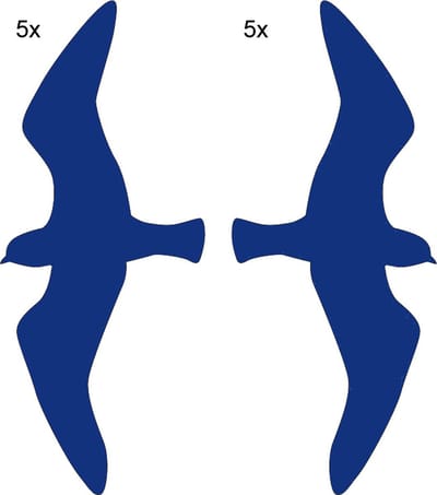 Raamstickers 'Vogel' - groot (27 cm) - 10 stuks - blauw