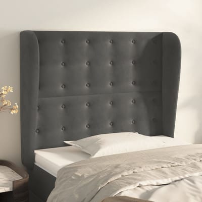 vidaXL - Hoofdbord - met - randen - 83x23x118/128 - cm - fluweel - donkergrijs
