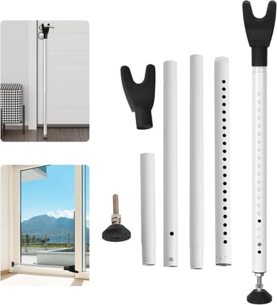 Verstelbare deurbeveiligingsstang met telescopische sluiting, inbraakpreventie voor schuifdeuren en deurstopper met anti-slip basis