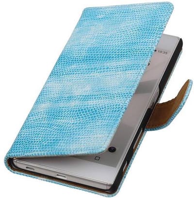 Hagedis Bookstyle Wallet Case Hoesje Geschikt voor Sony Xperia Z5 Turquoise