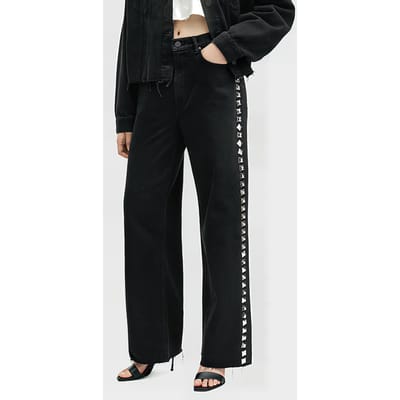 AllSaints Blake Stud Jean Black Maat: W26 | Straight Broeken Outlet | Dames | Zwart