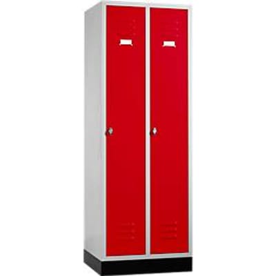 Schäfer Shop Select Materiaallocker met sokkel, draaigrendelslot, lichtgrijs/robijnrood