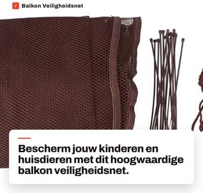 Dailygoods- Veiligheidsnet 3 Meter - Balkon/Trap - Kinderen/Huisdieren - Duurzaam - Polyester Mesh - Ongevallenpreventie - Trappennet