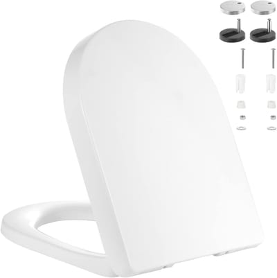 Toiletbril D-vorm - Toiletdeksel WC - Badkamer Comfort - Softclose en snelsluiting - 45cm x 36.5cm - Wit