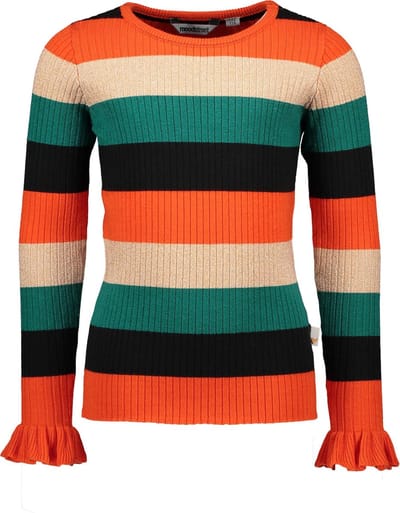 Moodstreet  Meisjes Trui Striped Knit Orange- Maat 86/92