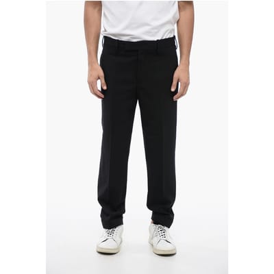 Regular Rise METAL HEM wolmix broek in zwart