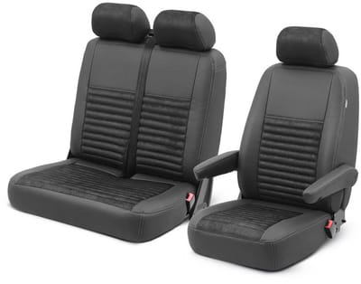 Pasvorm stoelhoezen Mercedes Vito 447 / eVito 2014-heden (past op stoel en duobank) - Combinatie van kunstleer met alcantara