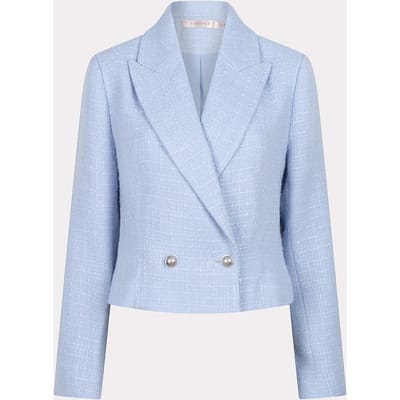 EsQualo Blazer Double Breasted Tweed Sky Blue Maat: 36 | Blazers Outlet | Dames | Blauw