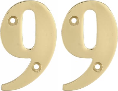 AMIG Huisnummer 99 - massief messing - 10cm - incl. bijpassende schroeven - gepolijst - goudkleur