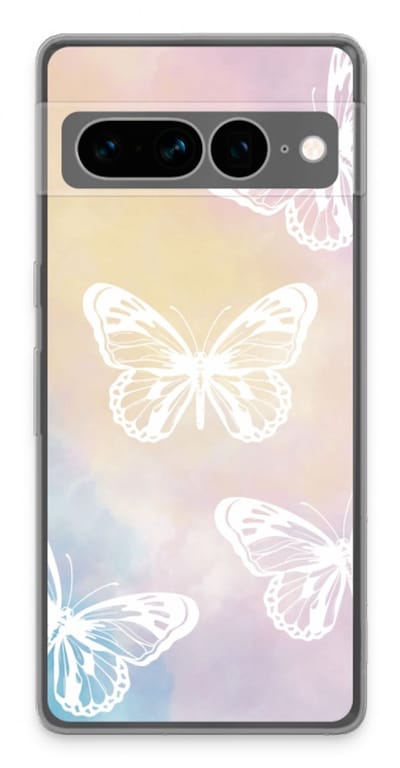 Case Company® - Hoesje geschikt voor Google Pixel 7 Pro hoesje - White butterfly - Soft Cover Telefoonhoesje - Bescherming aan alle Kanten en Schermrand