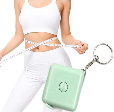 Meetlint Sleutelhanger 150 cm / 60 inch – Uittrekbare Rolmeter – Lichaam Meetlint – Flexibel & Compact – Dubbelzijdig – Groen