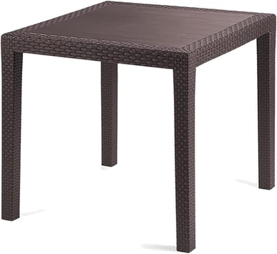 Bistrotafel Kunststof - Balkon Tuin - Buiten Zitten - Rotan Look Rand - 79 x 79 cm - Bruin