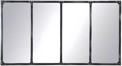 Vente-unique Spiegel industriële stijl - Staal - L. 140 x H. 75 cm - Oudzwart - MAASTRICHT