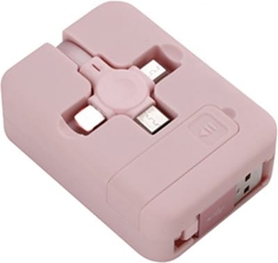 De Beste Gadgets Data en Oplaadkabel 3 in 1 - Roze - Met Telefoonstandaard functie - Aansluitingen: Lightning / USB-C / Micro-USB - Geschikt voor iPhone, iPad en Android apparaten