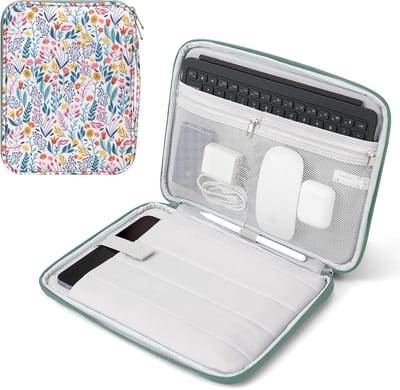 Tabletsleeve voor 9-11" Tablets, Geschikt voor iPad en Galaxy Tab, Beschermende Tas met Vakken en Bloemenprint