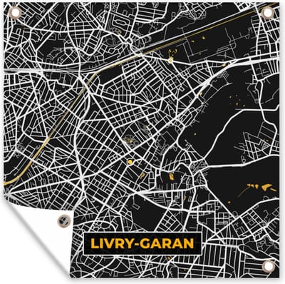 Tuin poster Livry-Garan - Plattegrond - Frankrijk - Kaart - Stadskaart - 200x200 cm - Tuindoek