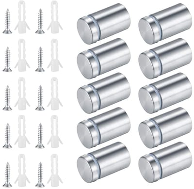 10 Stuks RVS Plaathouders voor Wandmontage, Ideaal voor Glas, Spiegels en Advertenties - Zilver