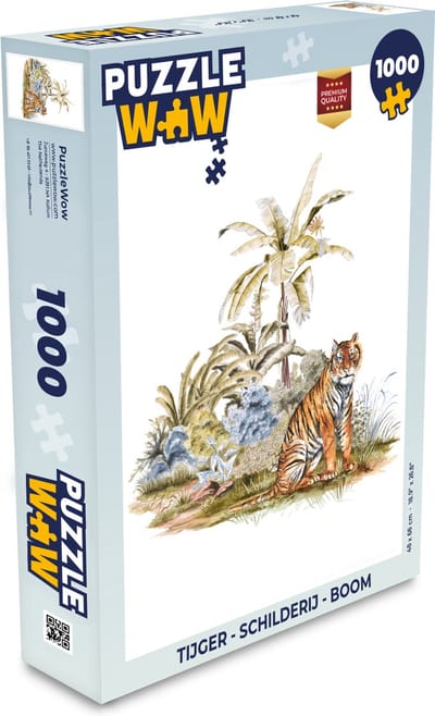 Puzzel Tijger - Schilderij - Boom - Legpuzzel - Puzzel 1000 stukjes volwassenen