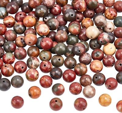 120 Stuks Natuurlijke Picasso Jasper Kralen 8mm Rond voor Sieraden Maken en Ambacht, Gat: 1mm, Handgemaakt, DIY Kralen