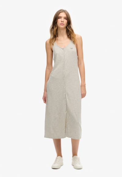 Superdry - Vintage jersey midi-jurk met knopen - Dames - Jurken