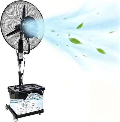 Vernevelaar Ventilator - Verkoeler Mist - Buiten Koelen - Grote Tank Capaciteit - 42 Liter Tank - Zwart