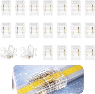 Draadloze 2 Pin 8 mm LED Connectoren voor COB/SMD LED Strips - 20 Stuks, Eenvoudig te Installeren, Perfect voor Verlichting en Decoratie
