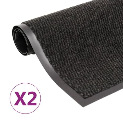 vidaXL - Droogloopmatten - 2 - st - rechthoekig - getuft - 80x120 - cm - zwart