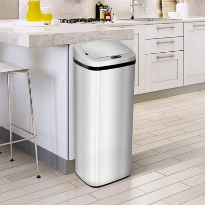 MODFU - Afvalemmer Met Sensor - Automatische En Handmatige Bediening - Modern - Voor De Keuken - Roestvrij Staal - Zilver - 67 L