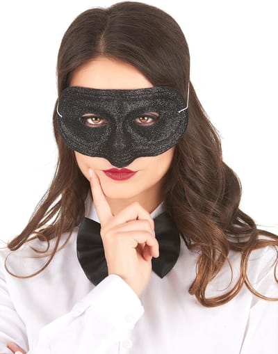 Vegaoo - Zwart glitter masker voor volwassenen