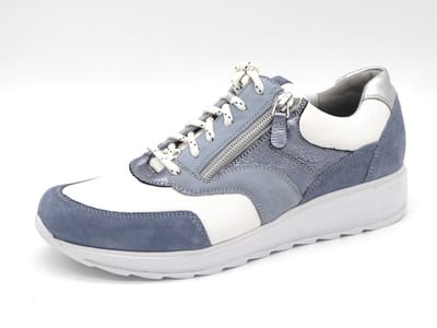 Dames Veterschoenen Durea 6279-685-1490 Savoia/wit/matzi Jeansblauw - Maat 5