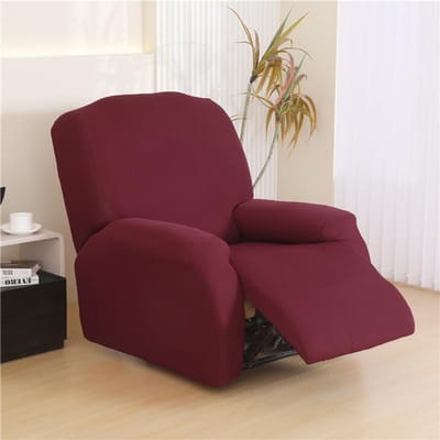4 Stuks/set Relaxfauteuil Hoes Stretch Effen Kleur Lazy Boy Fauteuil Slipcovers Bankhoezen voor Woonkamer Decoratie 1-Seater black