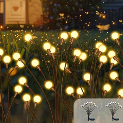 Solar tuinverlichting, 2 stuks (20 LED-lampjes), solar vuurvliegjeslampjes, buitenverlichtinggeschikt voor de tuin, decoratieve verlichting, waterdichte vuurvliegjeslampjes, geschikt voor paden, binnenplaatsen, tuinen en terrasdecoratie.