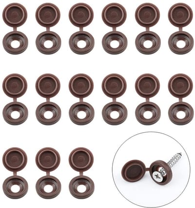 Dailygoods- Schroefhoezen 100 Stuks - Bruine Plastic Dop - Scharnierende Omvouwdoppen - Rubberen Flip Tops - Opbergdoos - Hoogwaardige Kunststof - Schroefdoppen