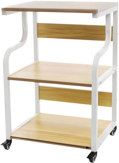 Printerstandaard – Voor Thuiskantoor – 3-laags met Opbergplank en Zwenkwielen, Afmetingen 50×40×75 cm – Metaal/Spaanplaat, Zwart