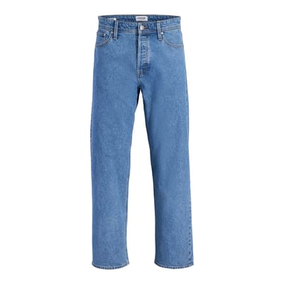 Jack & Jones blauwe heren jeans   Stonewash wassing   Regular fit   5-Pocket zakken   Knoop- en ritssluiting   Regular waist Blauw 31/34