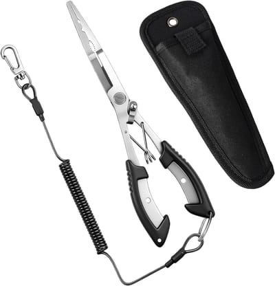 Veelzijdige Vissers Tang Set met Haakopener en Sleutelhanger - Rvs Vissersgereedschap voor Zoet en Zout Water, 21 cm