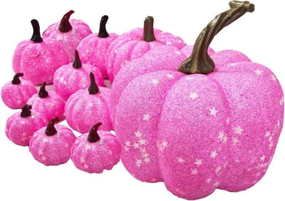 Pompoen Set Kunstmatige Mini Herfst Decoratie Pompoen Roze - Halloween Oogstfeest Binnen Buiten Decoratie