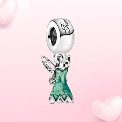 Véritable pendentif en argent sterling 925 avec breloque Fée Clochette et château de conte de fées pour collier Panjia original, bijoux tendance pour femmes, cadeau gray
