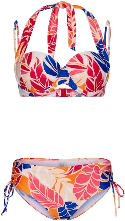 Pastunette Bikini Sunset Coral - Creme/Oranje/Blauw - 4-ways - Maat 36
