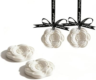 4 stuks geurstenen voor etherische oliën, diffuser etherische oliën met camelia-design, aromadiffuser voor oliën Westin White Tea geur, geursteen voor kast, auto, slaapkamer, aromathera
