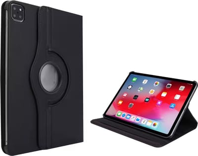 Book Case Hoes Geschikt voor iPad Pro 13 inch 2024 - Luxe PU Leer Hoesje Book Case 13 inch - 360 Rotatie Met Tablet Stand Hoesje - Zwart
