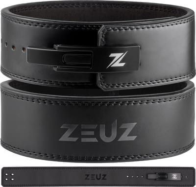 ZEUZ Leren Powerliftriem voor Gewichtheffen, Fitness, CrossFit & Powerlift Riem – Lifting Belt Fast Clip Heren & Dames - Suede Binnenkant – Zwart – Maat XL